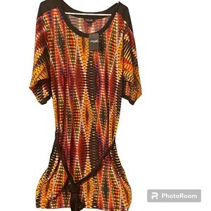 Jaqueline Design Studio NWT Plus Size 3x Pullover Belted Print Dress.